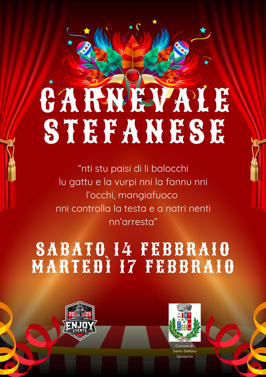 Carnevale Quisquinese 2026: sfilata del carro allegorico domenica 15 e martedì 17 febbraio