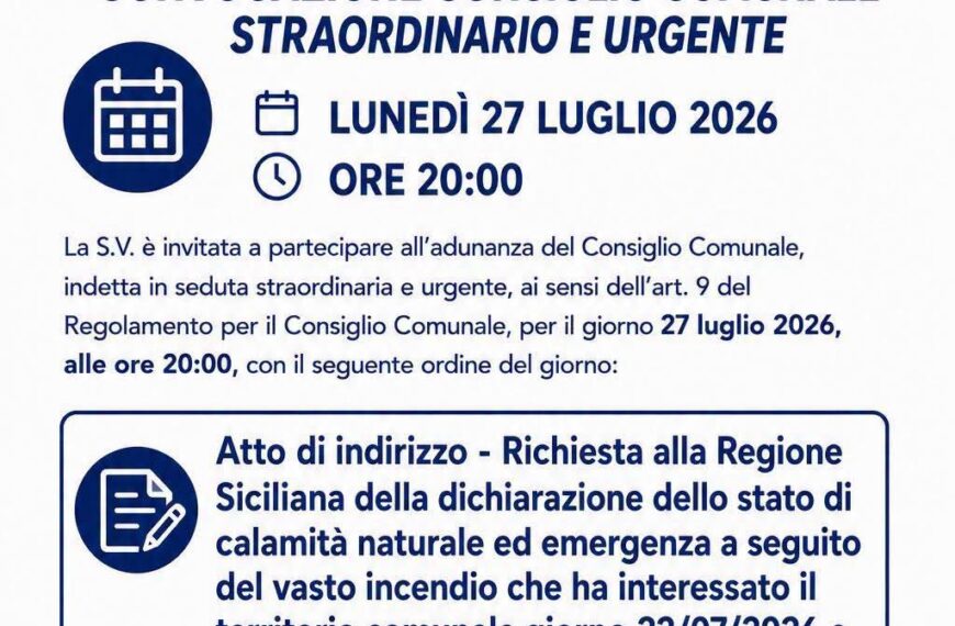 Santo Stefano Quisquina, Consiglio comunale straordinario per chiedere lo stato di calamità