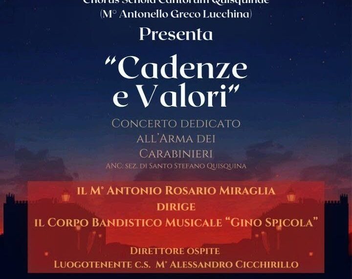 “Cadenze e Valori”, Quisquina Channel trasmetterà in diretta il concerto del Corpo Bandistico “Gino Spicola” dedicato ai Carabinieri